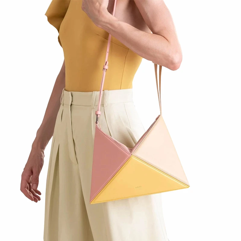 

Woman Panelled Triangle Pouch For Women Messenger Shoulder Bag Handbag Small Female Bag Lady Clutches Casual Phone Package OC759