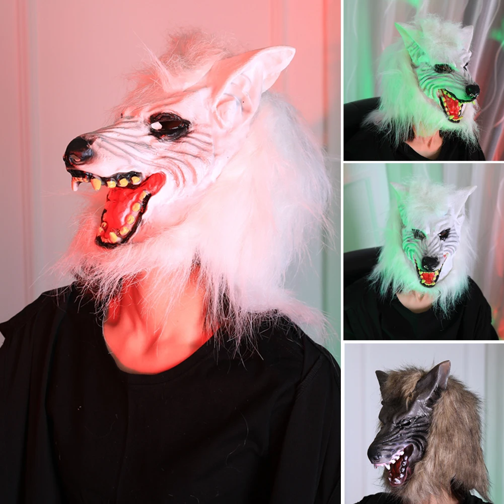 Scary Halloween Mask Headgear Masks Masquerade Wolf Head Latex Animal Mask Overhead Carnival Superhero Horror Party Horror Hot