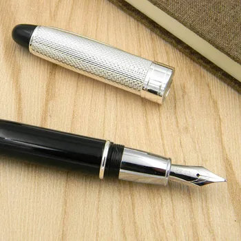 

Luxury High Quality Brand Fountain Pen Office School BAOER NEW GIFT M Silver Wave Ink Pens For Writing