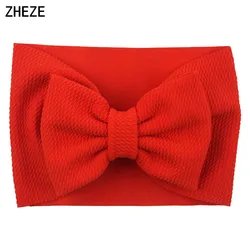 2021 Summer Baby Turban 5'' Big Bow Headband For Girls Headwrap Textured Fabric Elastic Kids Festival DIY Hair Accessories