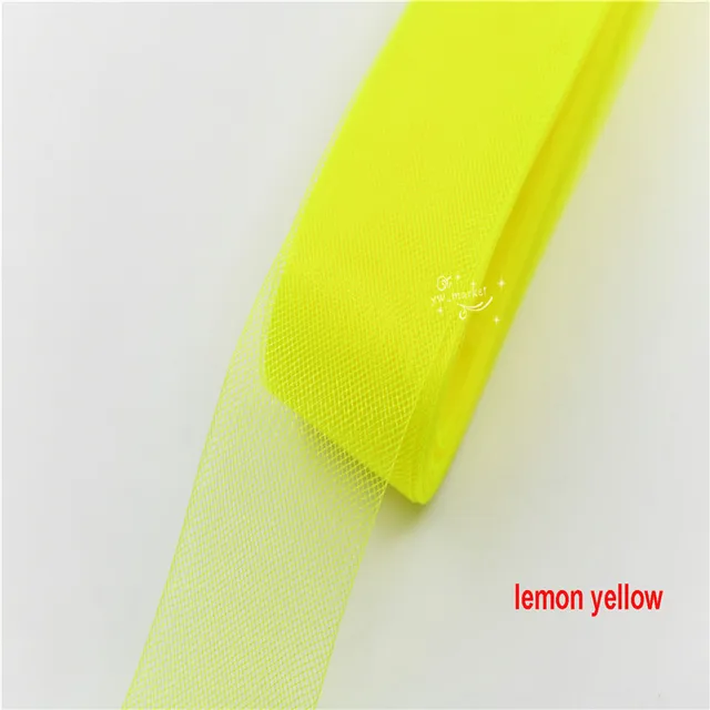 Crinolines Horsehair Mesh Fabric Soft Polyester Wedding  Latin Dance Head Dress Accessories 1cm ~12cm lemon yellow