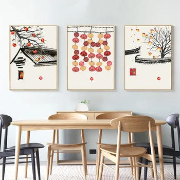 

New Chinese Architectural Style of wall Scenery Posters and Prints Canvas Painting Art Wall Picture for Living Room Home Decor