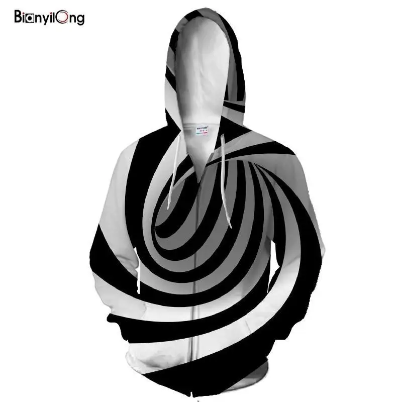 

2019 mens hoodies Zip Sweatshirts Men Women Hoodies Zipper Hoody Streetwear Coat Black and white stripes 3d Pullover Funny tops