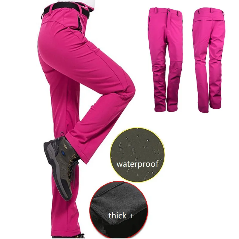 

Women Winter Outdoor Hiking Pants Spring Waterproof Windproof Thermal Fleece Softshell Camping Skiing Camping Climbing Trousers