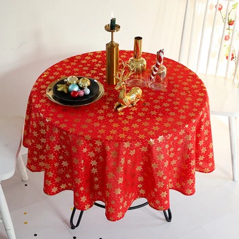 

christmas Snow gilding tablecloth Round tablecloth christmas tablecloth red table cover Tablecloth for table mantel mesa