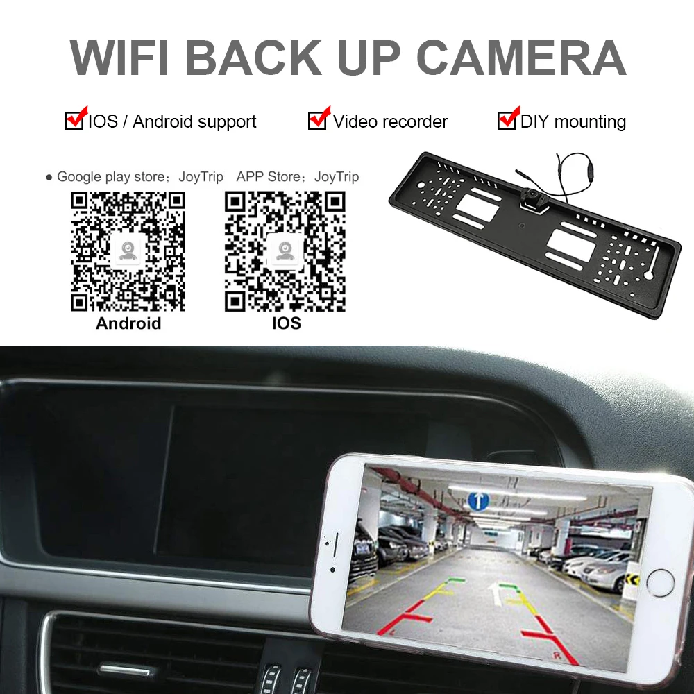 Carsanbo 자동차 Wifi5Reversing 카메라 EU 유럽 번호판 홀더 무선 Wifi 야간 투시경 카메라 일반 자동차 부품