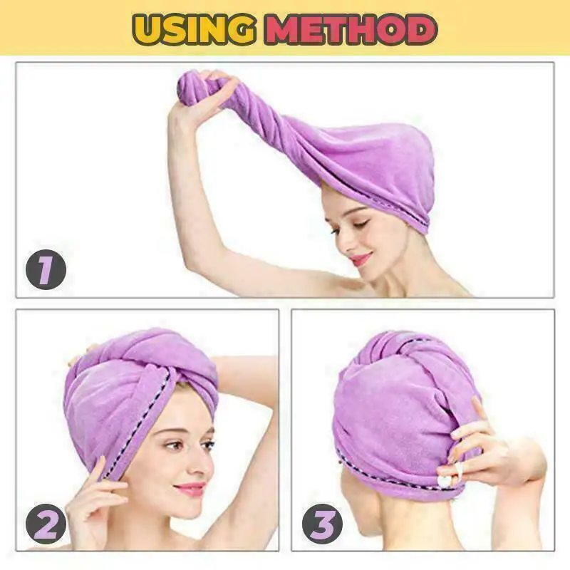 Микрофибра полотенце для сушки волос обертывание тюрбан головной убор шапка булочка душ сухой микрофибры