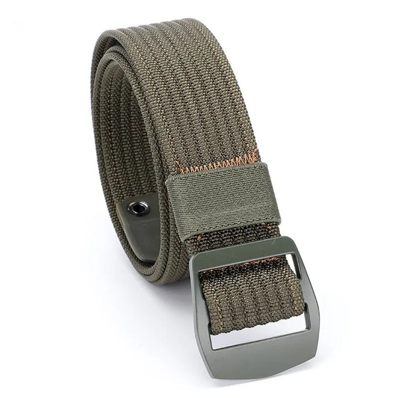 TJ-Tianjun Hot Style Canvas Belt Men's Youth Line Leisure Simple Smooth Button Tactical Military Training Nylon Men's Belt C007