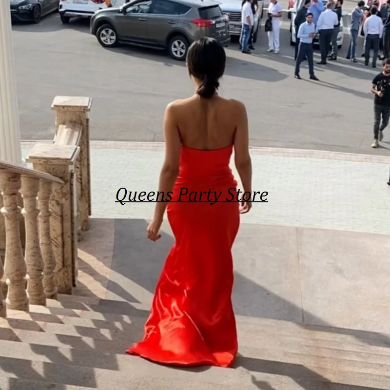 Ivory Party Gowns Sheath Strapless Floor length Front/Side Slit Evening Dresses Sweep/Brush Sleeveless Fold\Ruffle Party Dresses