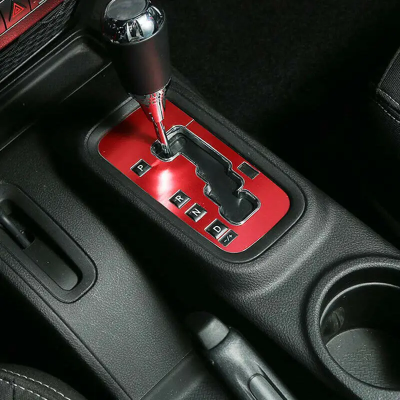 

Auto Car Gear Shift Panel Cover DIY Red Protector For Jeep Wrangler JK 2011-17 Interior Accessories Decorative Frame