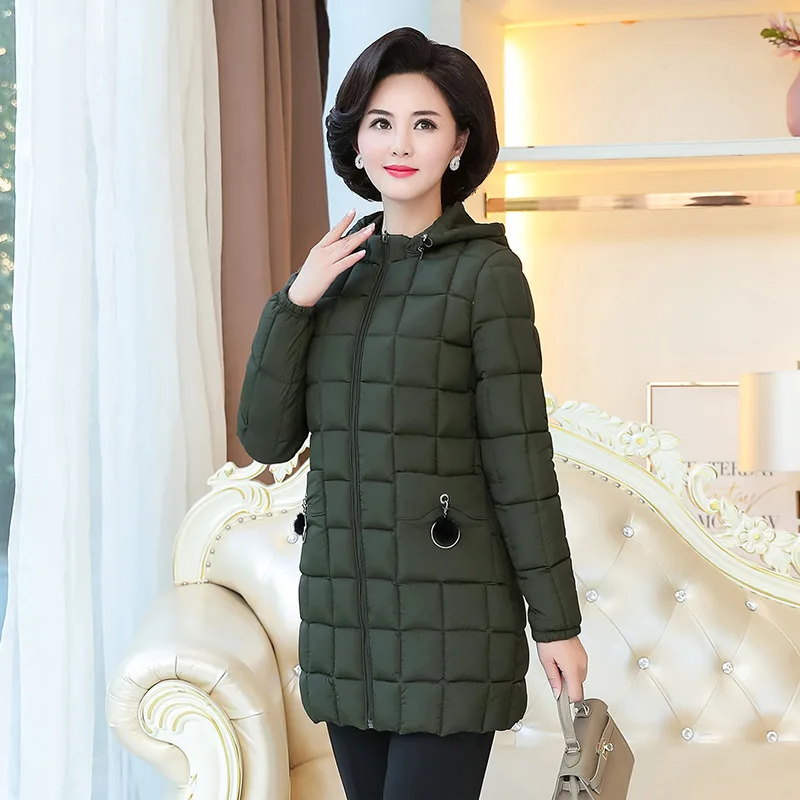 

2019 New Style Cotton-padded Clothes Women's Mid-length Thick down Jacket Cotton-padded Clothes Large Size Middle-aged Mom Slim