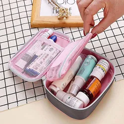 Mini médica primeiros socorros saco de viagem ao ar livre impermeável náilon rosa vazio medicina organizador sobrevivência kits de emergência para acampamento