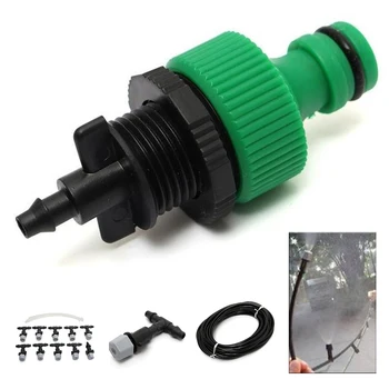 

10m 33ft Outdoor Garden Patio Water Sprinkler System Grass Plant Irrigation with 10 Plastic Mist Nozzle Set