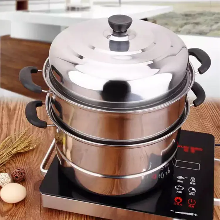 

Thickening Double Bottom Second Layer Three Layer Stainless Steel Steamer Household Stainless Steel Pot Double Layer Stew Pot St