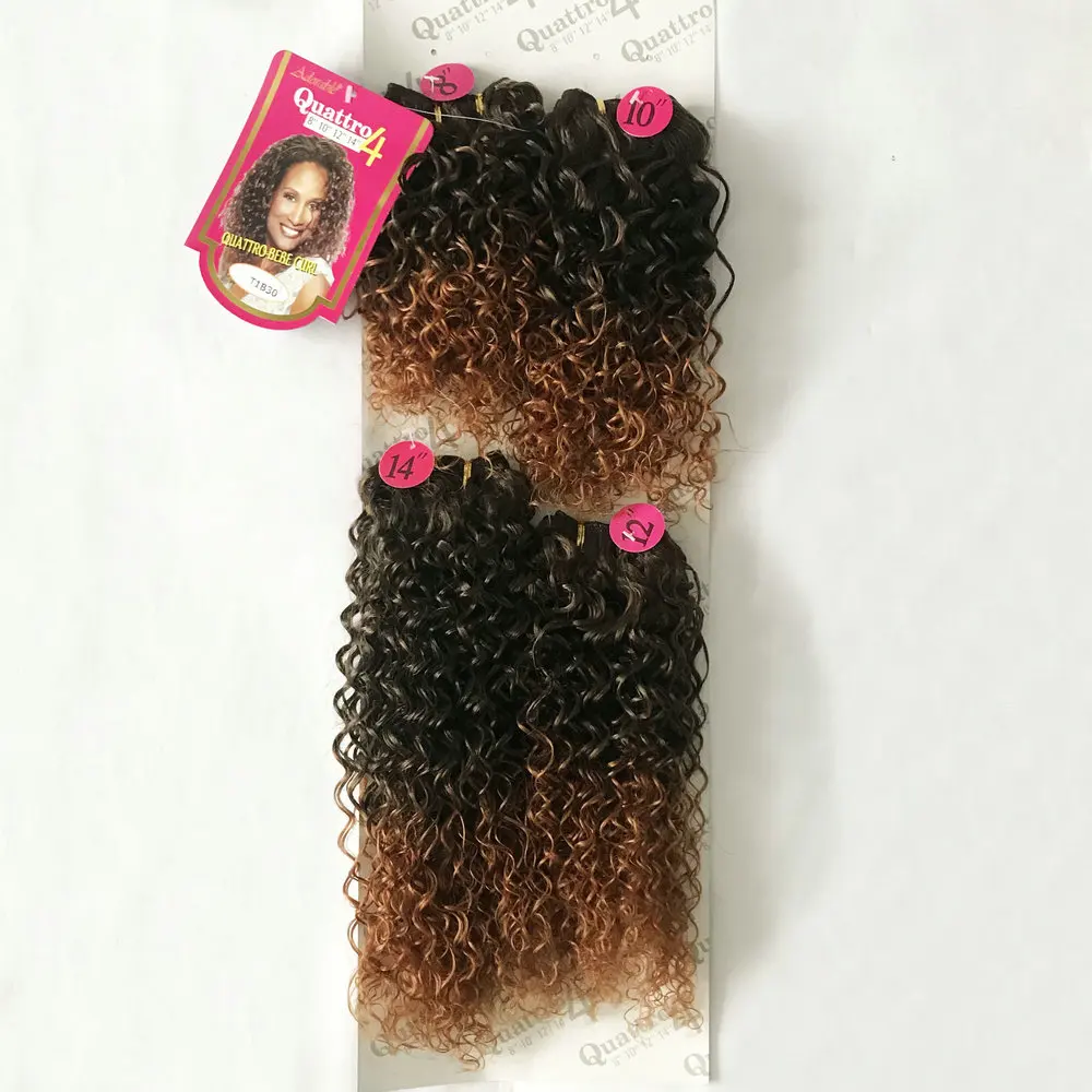 Adorable Quattro Bebe Curl 4pcs Ombre Color Hair Weavon,Two Tone Colour Heat Resistant Kinky Curly Full Packat Hair Weaving