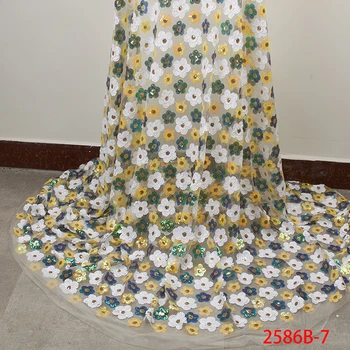 

Latest Wholesale African Tulle Lace Fabric 2020 French Mesh Lace Fabric with Sequins Net Lace Fabrics for Women Wedding APW2538B