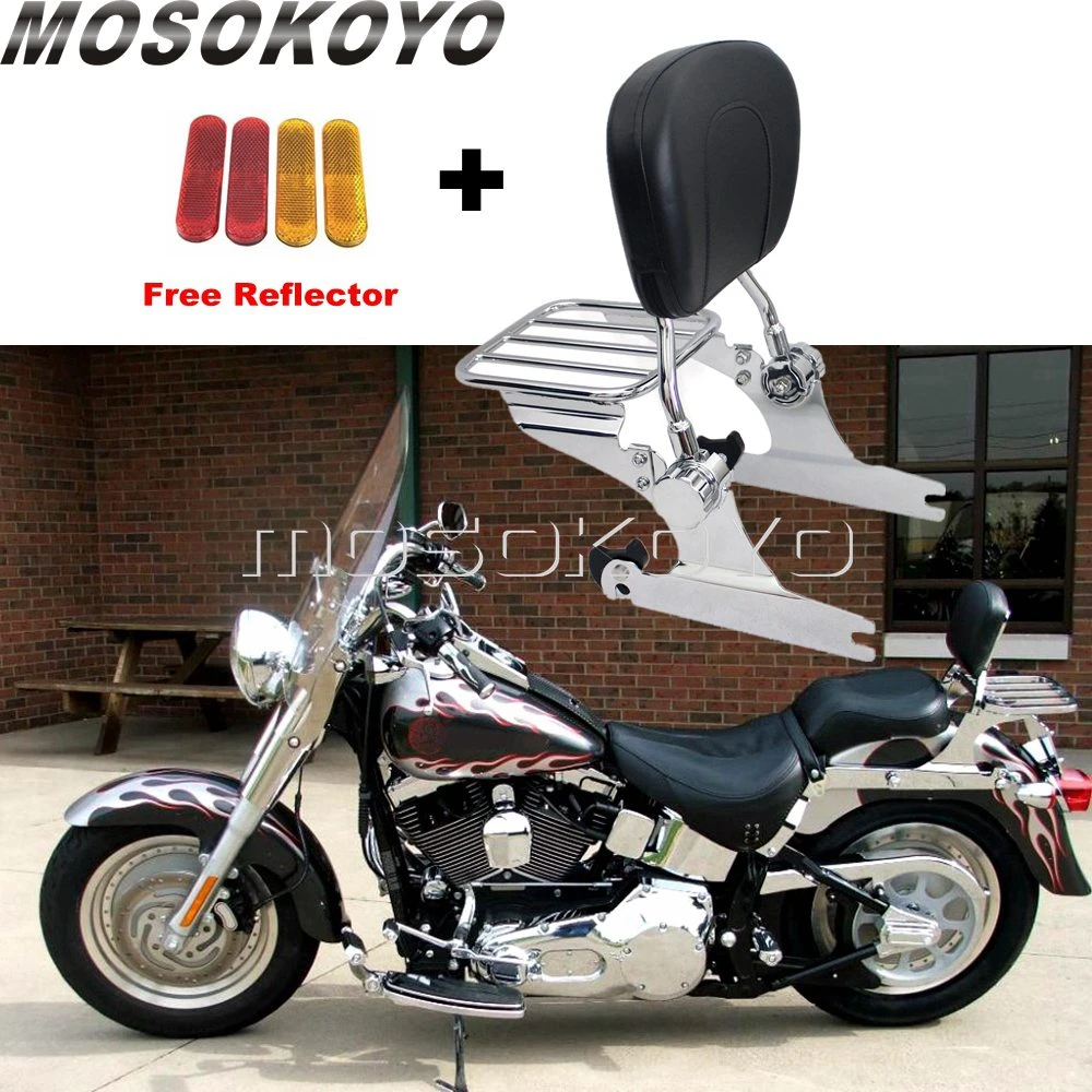 Detachable Backrest Sissy Bar&Luggage Rack For Harley Softail Fat Boy