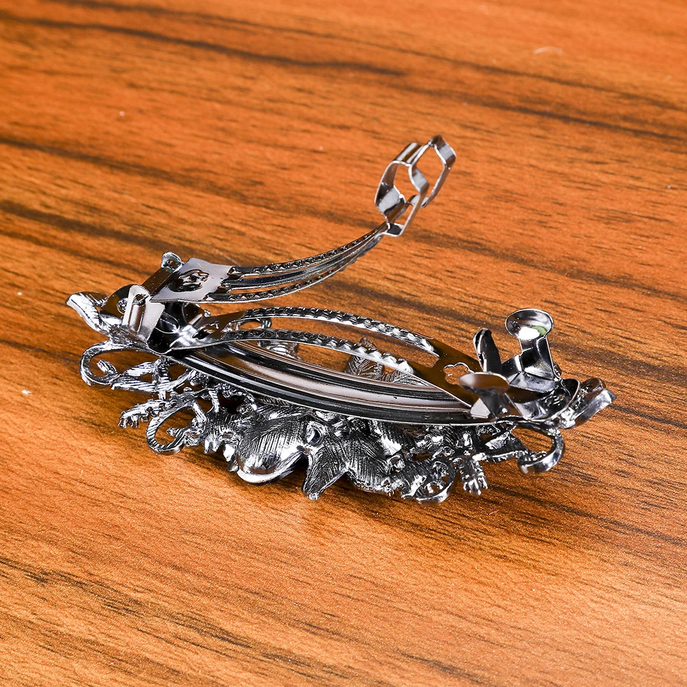 Levao Ретро женские заколки для волос блестящие стразы цветок заколки для волос для леди элегантные хрустальные клипсы для волос