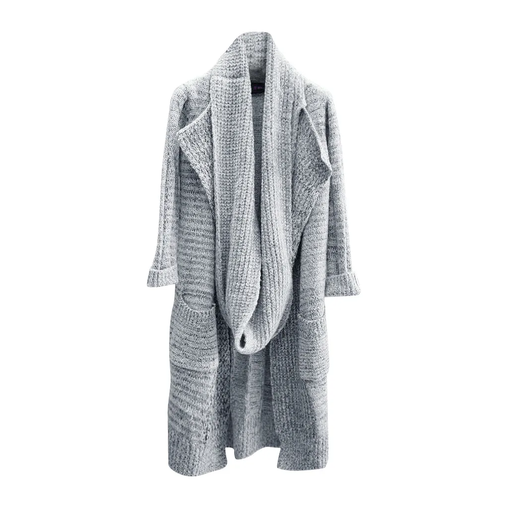JAYCOSIN, Женский нагрудник, шаль, одежда с длинным рукавом, вязаный свитер, верхняя одежда, длинные пальто, зимний плотный Повседневный кардиган, свитер, пальто