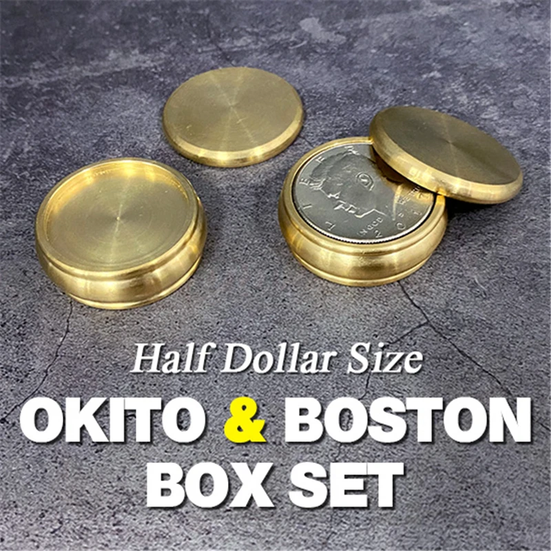 Набор Okito &amp Boston Box (размер половины доллара) магические трюки волшебник крупный