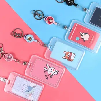 

Portable Cute Cartoon Card Holder ID Name Card Protector Badge Retractable Nurse Doctor Exhibition Card Sleeve Keychain Pull Key