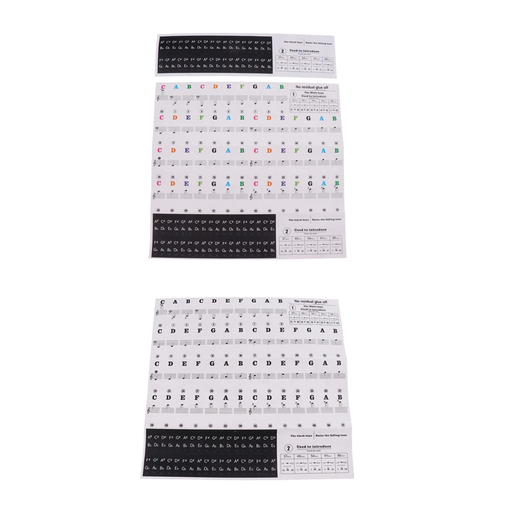  Piano Sticker Music Note Keyboard Sticker Decals for 49/54/61/88 Keys Piano Keyboard Instruments 24.5x14.3cm 