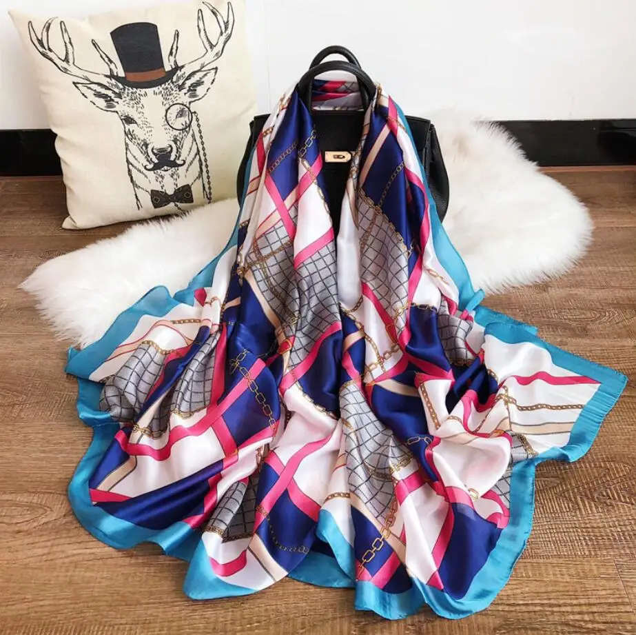 Брендовый шелковый шарф, женские летние длинные шифоновые роскошные шарфы, кружевные платки для женщин, хиджаб, женские шарфы, шаль, echarpe hiver 180 - Цвет: 35