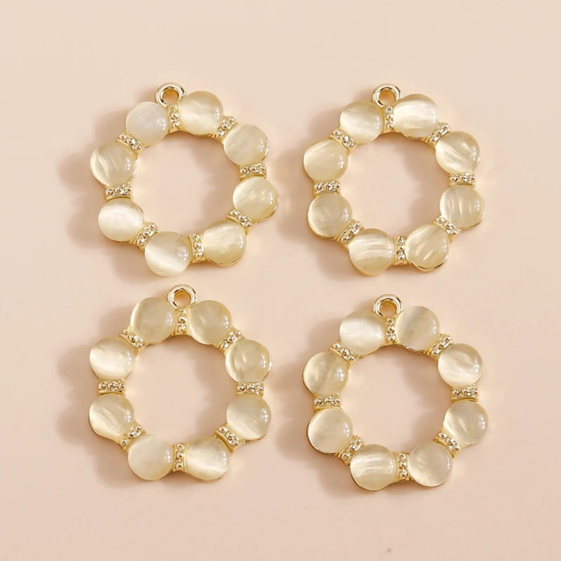 Colgantes de piedra de círculo redondo 4 piezas, para collar, pulseras, pendientes colgantes, accesorios de fabricación de joyería DIY|Amuletos| - AliExpress