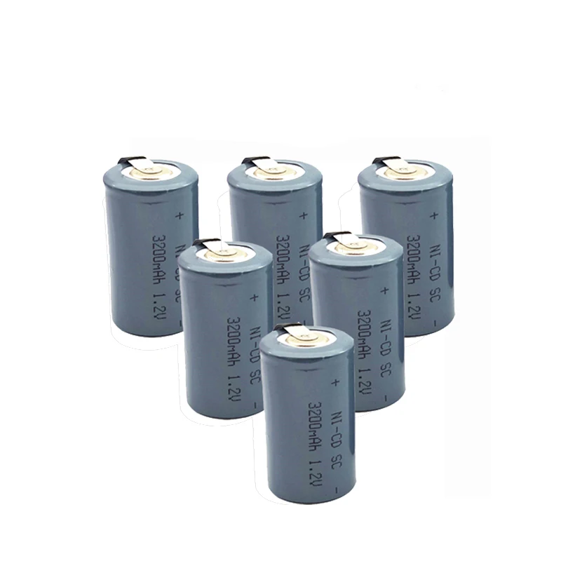 24PCS SC 1.2V 3200MAH Rechargeable Battery 4/5 SC Sub C Ni-cd Cell with Welding Tabs for Electric Drill Screwdriver