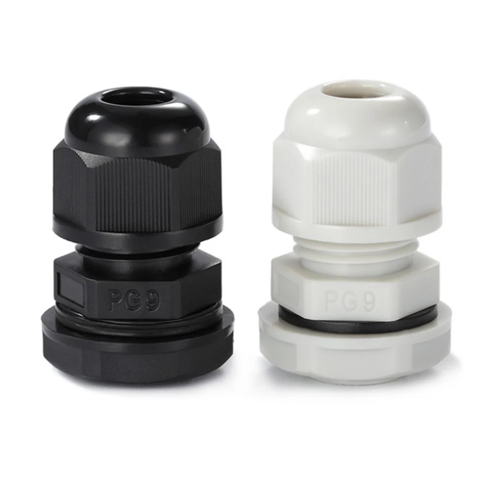 10PCS PG9 Cable Waterproof Connector Plastic Nylon Cable Fixed Head