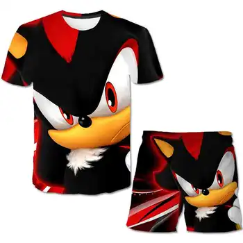 

2020 Cool 3D sonic the hedgehog Boys t-shirt cute Cartoon Children's suit T Shirt kids clothes Streetwear Teenager shorts Tops