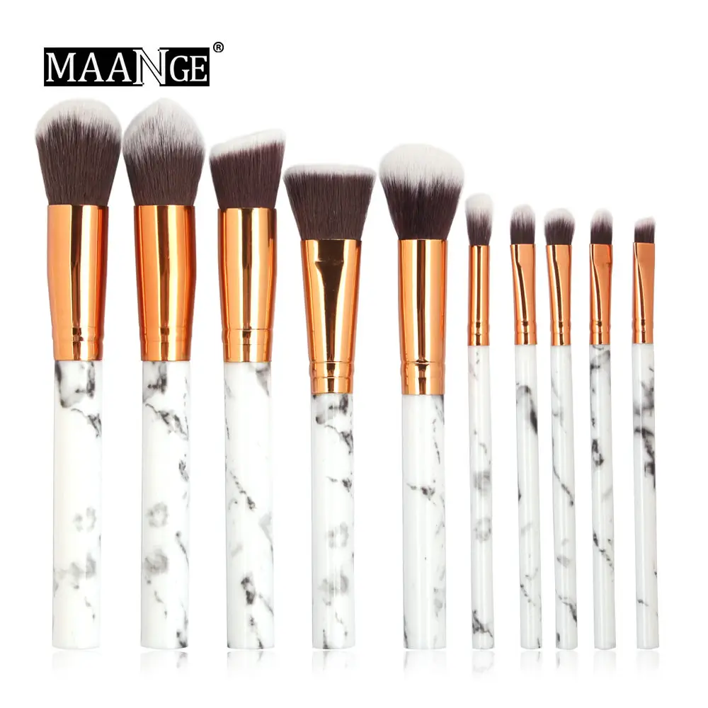 10 pcs MAANGE 5/10/20 шт. Мрамор набор кистей для макияжа, кисти для теней для век для бровей и ресниц кисти на нашем сайте! кисти для макияжа Профессиональный набор для глаз Кисть для растушевки - Handle Color: 10 pcs