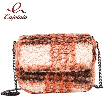 

Classic Plush Bags for Women 2021 Winter Thick Chain Shoulder Handbags Female Travel Clutch Ladies Fashion Lux Women Handbag