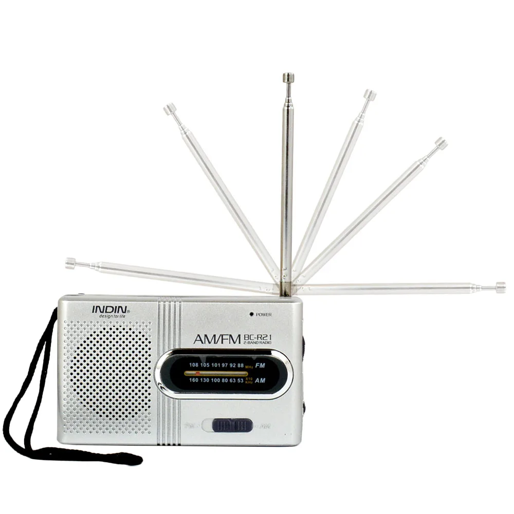 BC-R21 Home Portable Retro AM/FM Radio Player Headphone Jack Built in Speaker Rugged Handheld Lightweight Ultra Thin (Silver) |