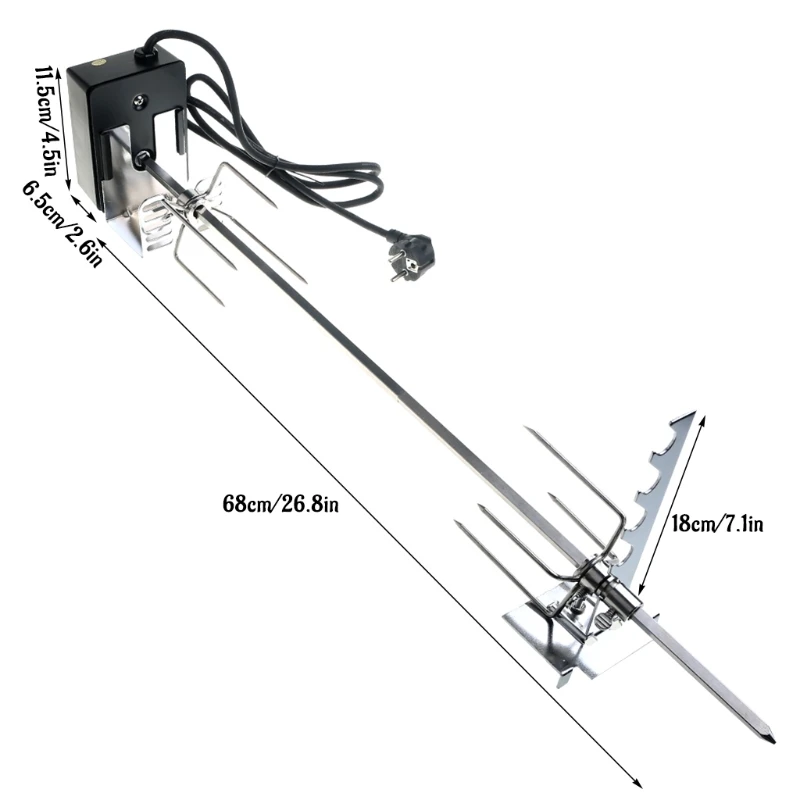 Universal Automatic Grill Rotisserie with 4W Electric Motor BBQ Bracket Roaster Spit Rod Fork Holders bbq