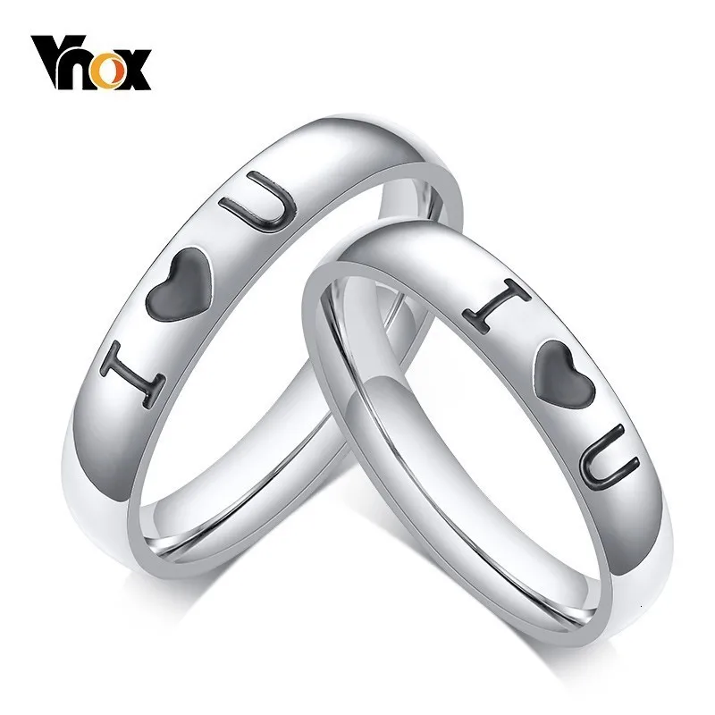 Vnox, обручальные кольца I love You, кольца для женщин и мужчин, классические, нержавеющая сталь, Anel Alliance, Юбилейный аксессуар
