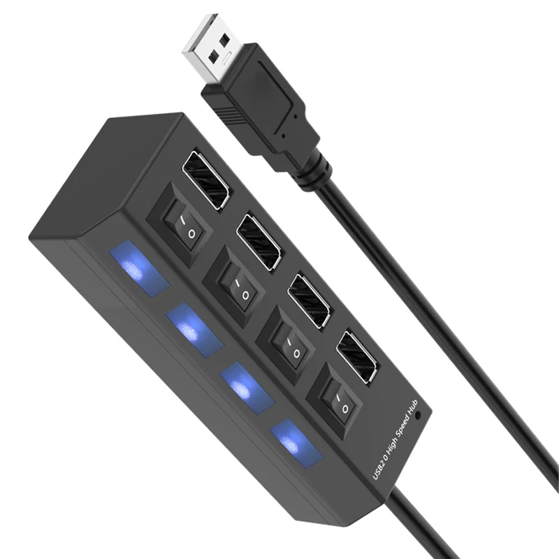 1*4-Порты и разъёмы сплиттер с переключатель USB 2,0 сплиттер адаптер розетка 35*25*105 мм для ноутбука Тетрадь