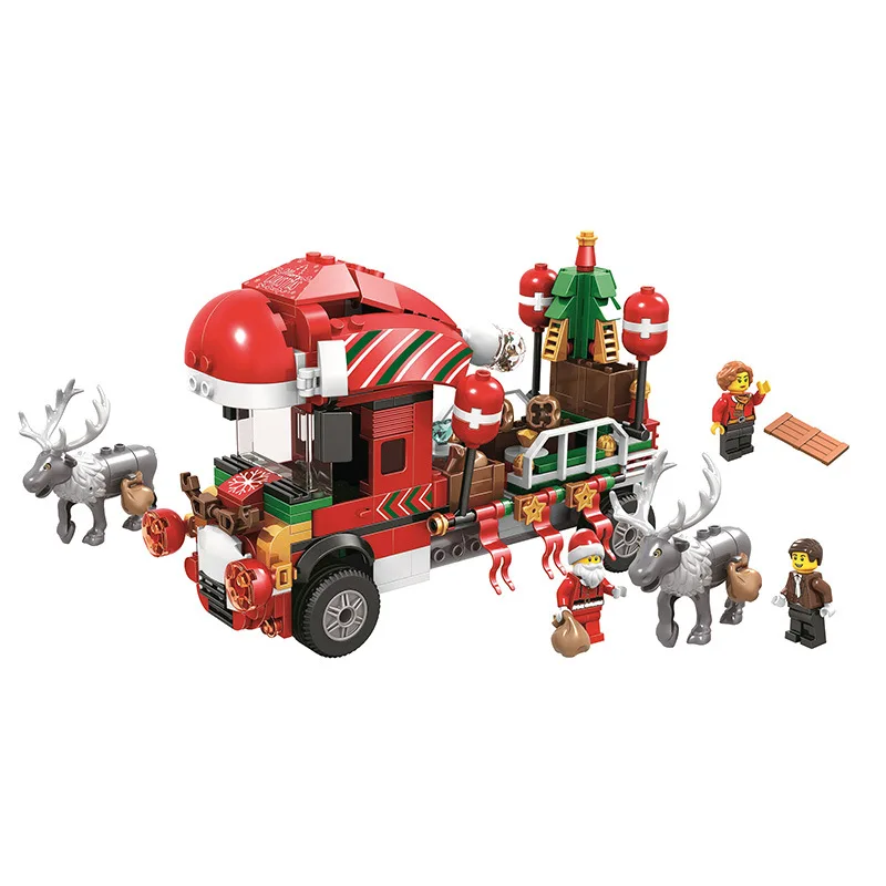 

2019 New Christmas Sets Santa Claus Truck Elk and Sled Figures Model Building Blocks Bricks Kids Toys Birthday Gifts B750