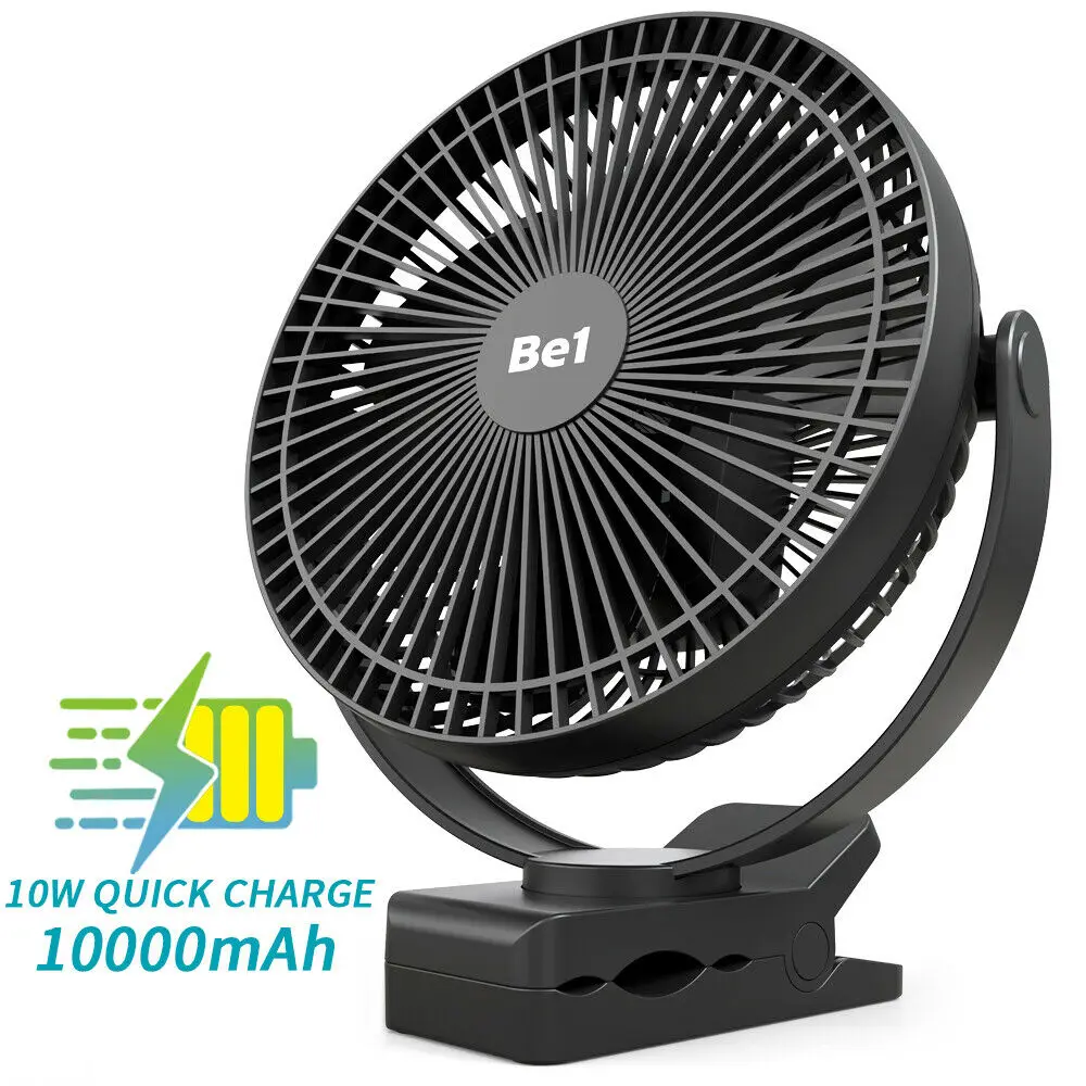 Circula o Ventilador de Usb Portátil para a Praia ou o Carro da Barraca de Acampamento de Outd Recarregável Bateria Operado Clipe no Ventilador ar Que 10000 Mah 8-polegada