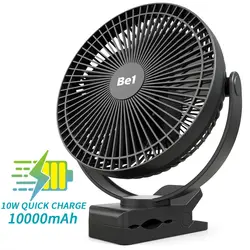10000mah 8 Polegada recarregável bateria operado clipe no ventilador, ar que circula o ventilador de usb, portátil para a praia ou o carro da barraca de acampamento de outd