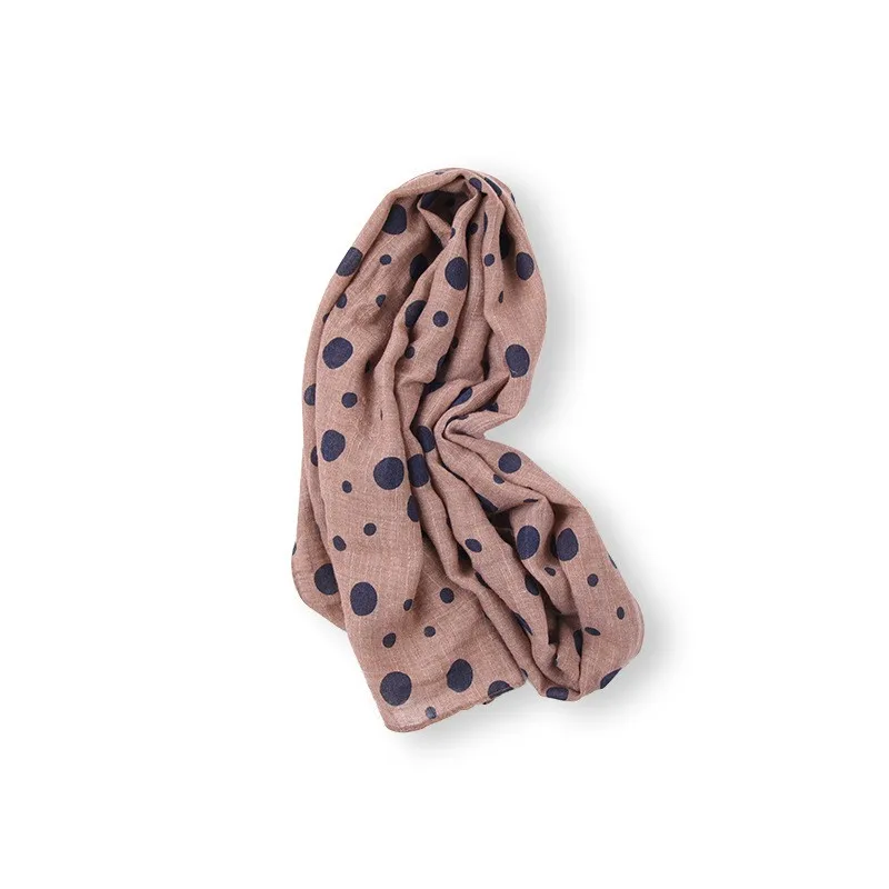 Зимний шарф для девочек; Новинка; Модный хлопковый и льняной шарф в горошек; теплый зимний шарф