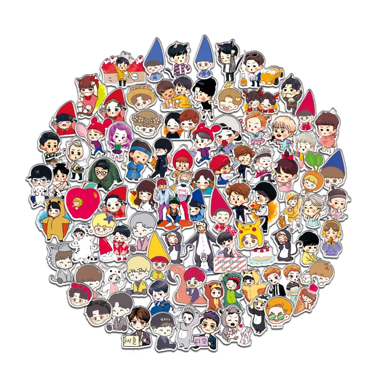 

KPOP Stickers EXO Suitcase Cup Phone Book Decal 100Pcs Pack Set
