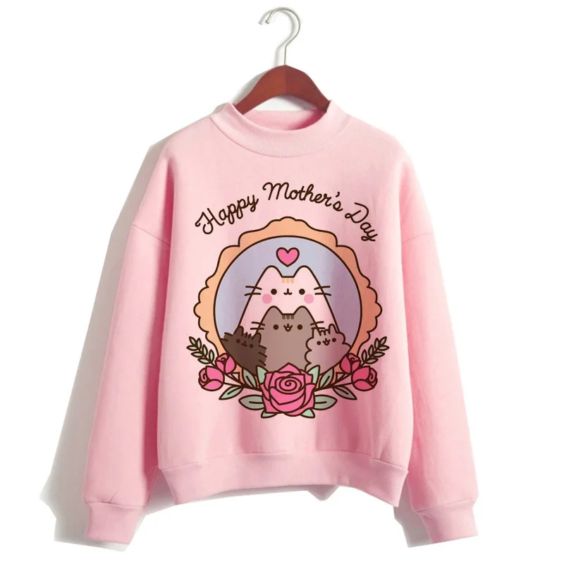 Pusheen Кошка толстовки Harajuku для женщин Забавный мультфильм толстовка Kawaii Ullzang милый с капюшоном Корейская зима 90s теплая толстовка женская