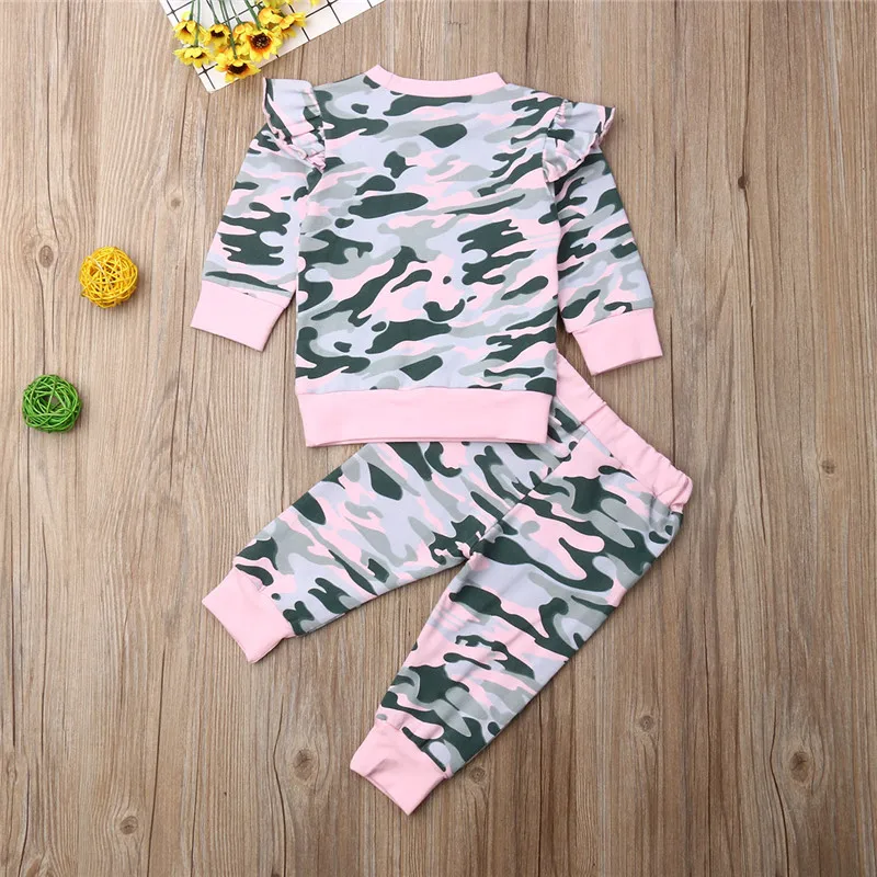 

Newborn Clothing Set 2019 Pink Camouflage Long Sleeve T-Shirts For Girls Long Pants Girls Sets Clothing Toddler Sportswear Suits