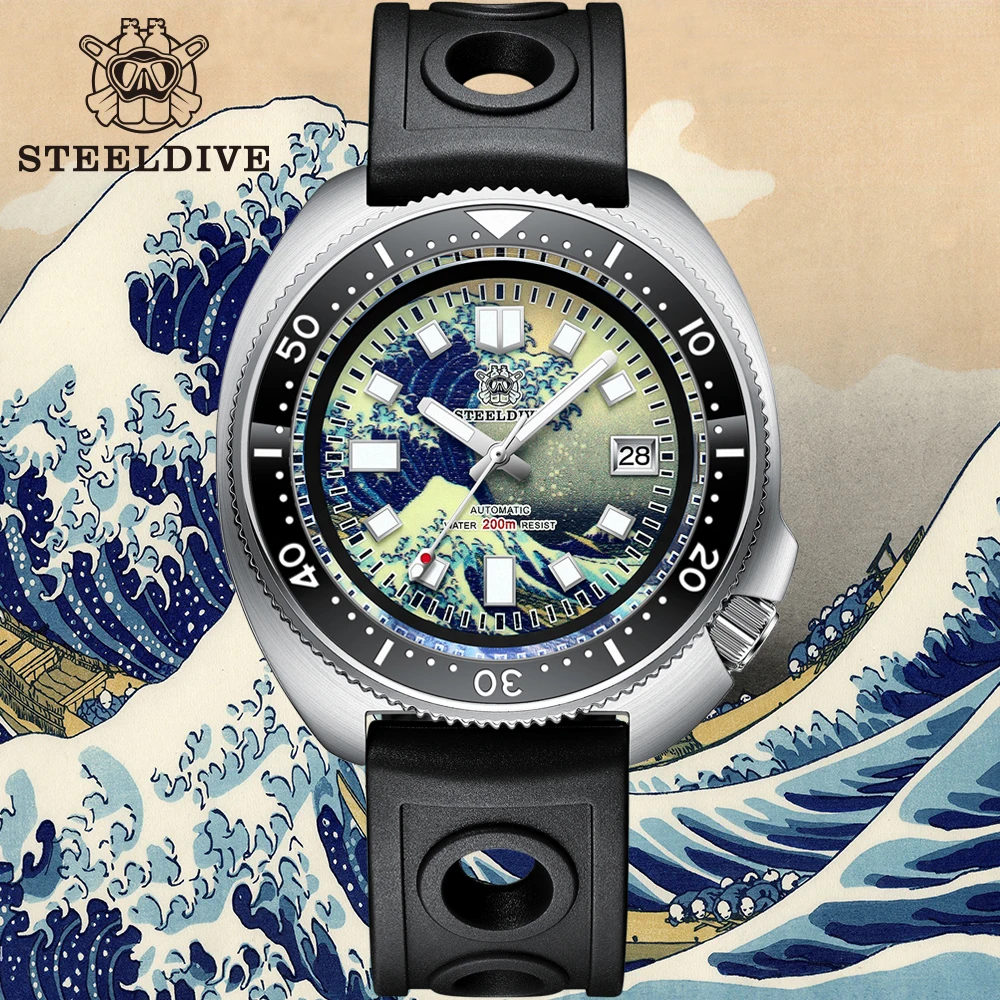 

Супер Светящиеся мужские наручные часы SD1970J STEELDIVE Kanagawa с циферблатом для дайвинга, серфинга, Водонепроницаемость 200 м, сапфировое стекло NH35, мужские наручные часы Move