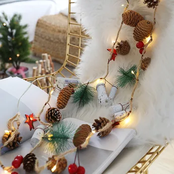 

2m 20 Led Holiday Lights Pine Cone Stars Strings Light Christmas Decorations Artificial Plants Autumn Decoration for Home Weddi