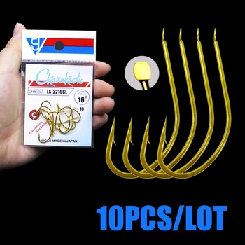HOT OFFER ❤️ 10pcs/lot No Ring Carp Fishing 1#-18# all size Gold Maruseigo Hook Hooks Seawater and Fresh Water Hooks gamakatsu - discount item 20% OFF Sports & Entertainment