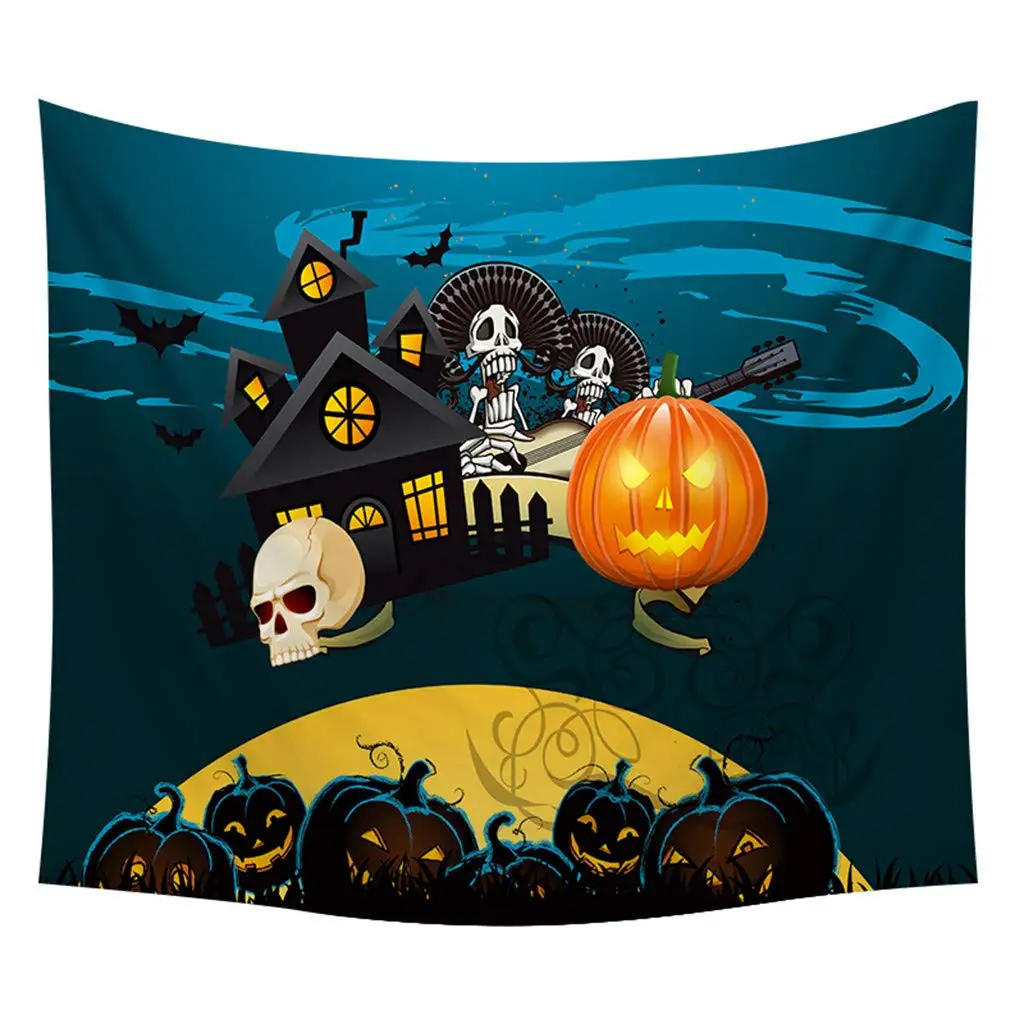 

Halloween Tapestry Pumpkins Skull Tree Print Home Background Wall Hanging Art Decoration for Party