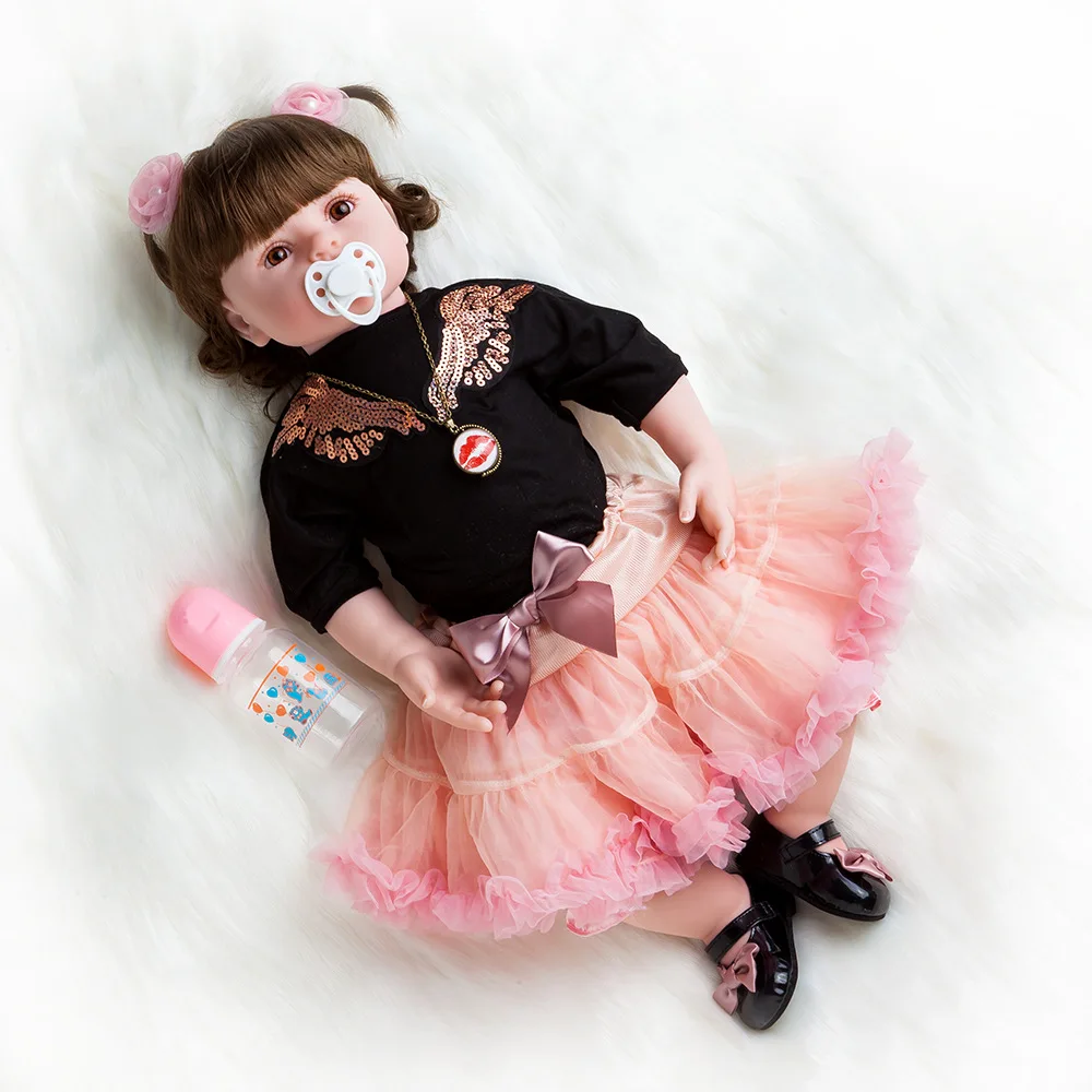 Pickwoo 18 дюймов 48 см bebes кукла реборн для маленьких девочек Мягкие силиконовые куклы
