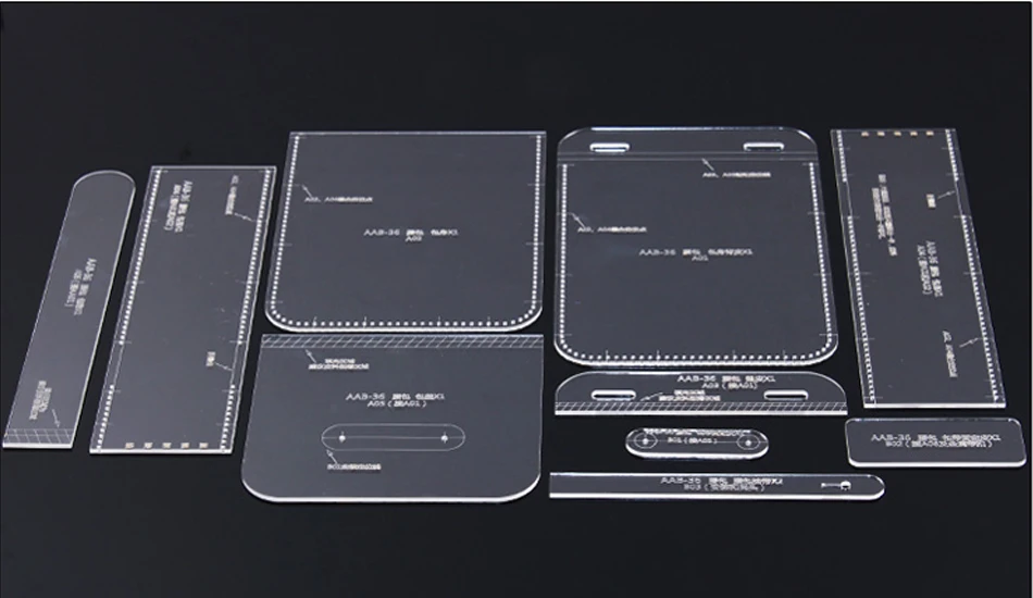 Acrylic template Акриловый прозрачный шаблон кожаный кошелек ручной работы кошелек шаблон инструмент версии DIY ремесло бумажник акриловый шаблон - Цвет: Acrylic template